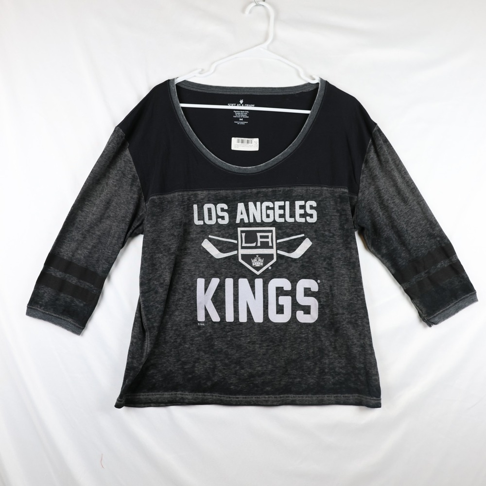 Los Angeles Kings Shirt Womens Medium Charcoal Black NHL Hockey 3/4 Sleeve Tee